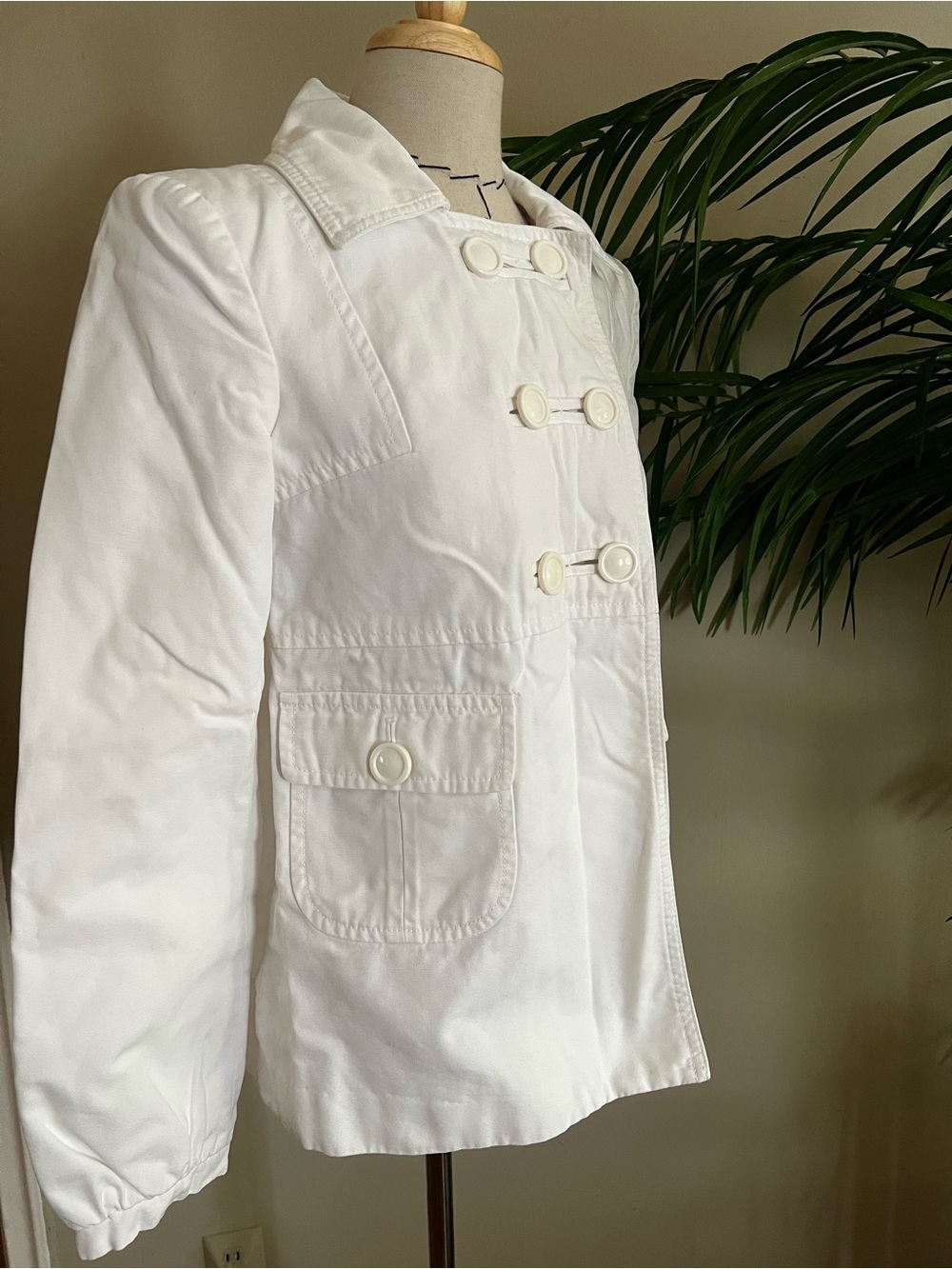 United Colors Of Benetton White Double-Breasted Trench Jacket